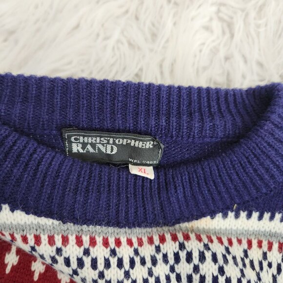 VTG‎ Christopher Rand Men's XL Acrylic Knit Ski Sweater Fairy Isle Birds Eye - Picture 10 of 16